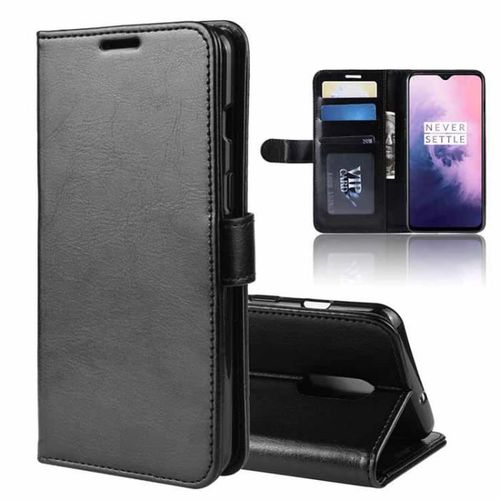 Etui Oneplus 7, Noir Silicone Souple Cuir De B?Uf Qualite Superieure Portefeuille Housse A Cartes Antichoc