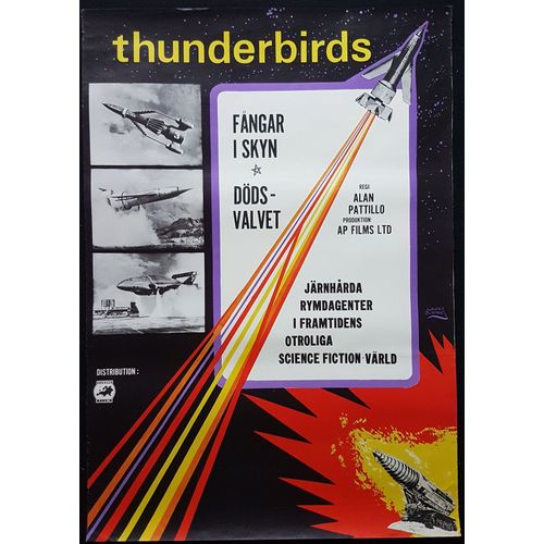 L'odyssée Du Cosmos - Thunderbirds Are Go - Film Science-Fiction 1968 David Lane - Affiche De Cinéma Originale Suédoise 100x70 Cm * Movie Poster - Marionettes ; David Lane -