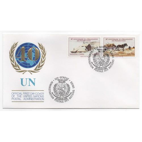 Enveloppe Premier Jour 40 Ans De L' O.N.U. - Timbres-Poste Y & T N° 133 Et 134 Oblitérés, Nations Unies, Genève, Année 1985