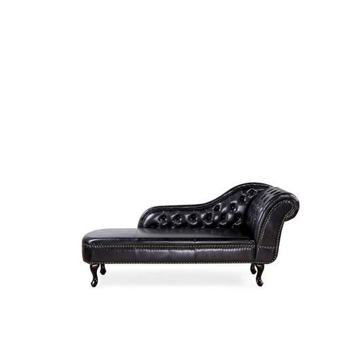 Méridienne Chesterfield Noire Brillante Côté Droit Nimes