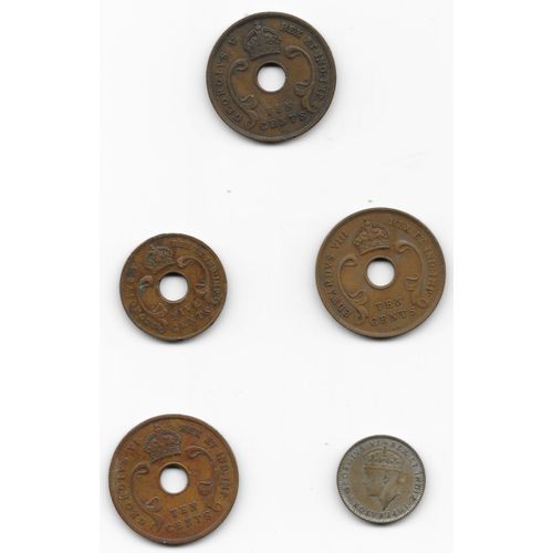 Pièces Lot De 5 " 50c 1937 10c 1936 5c 1935 10c 1933 10c 1937 " Afrique De L'est / East Africa