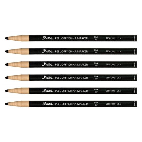 Sharpie Lot De 6 Marqueurs Polyvalent China Marker Pointe Fine 2 Mm Noir