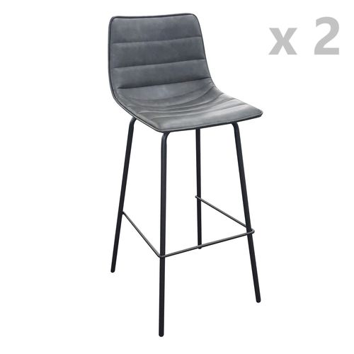 Lot De 2 Tabourets De Bar Design Industriel Brooklyn - Gris