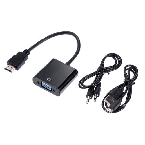 Convertisseur de cble HDMI vers VGA pour tablette,ordinateur portable,PC,TV,HD 1080P,alimentation audio,adaptateur convertisseur HDMI mle vers VGA femelle - Type Two wires-Black