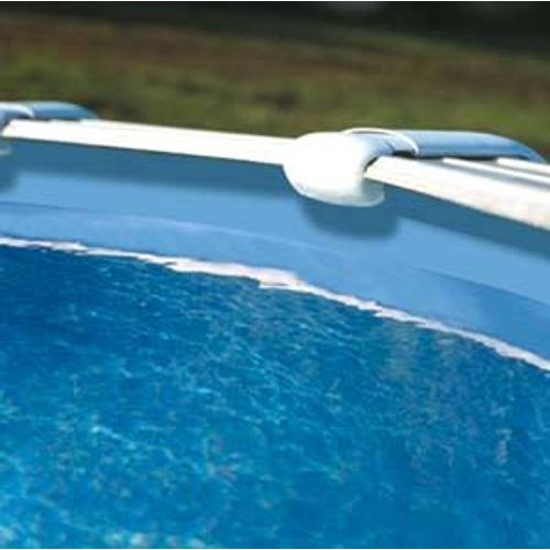 Piscine ovale acier 9,20m x 5,05m x H: 1,32m - Filtration à sable - Renforts apparents