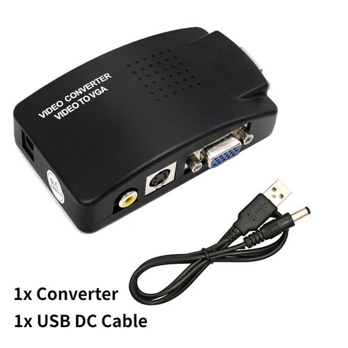 Adaptateur AV à VGA RCA CVBS à VGA convertisseur PC portable vidéo TV RCA Composite s-vidéo AV entrée à PC VGA LCD sortie convertisseur boîte vidéo - Type with dc cable