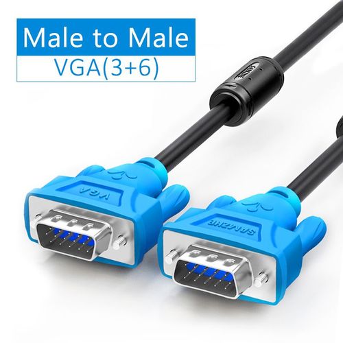câble VGA 1080P Double avec anneaux en Ferrite,3 + 6 D-SUB pour moniteur de projecteur - Type Male to Male-15M