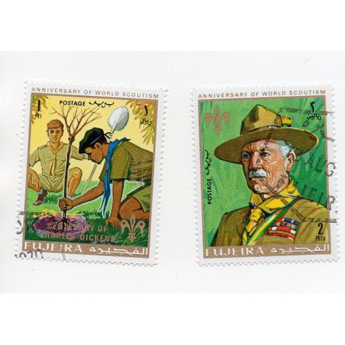 Fujeira- Lot De 2 Timbres Oblitérés- Scoutisme