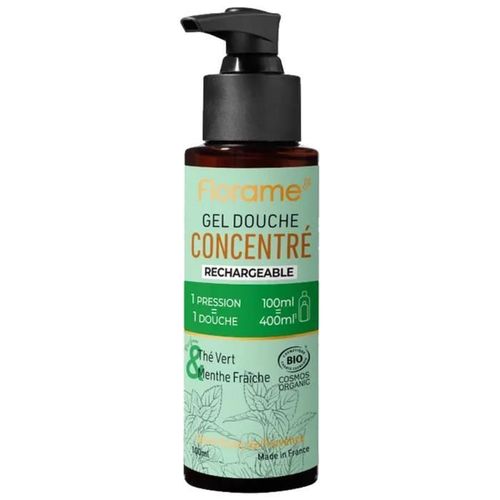 Florame Gel Douche Concentré Thé Vert Et Menthe Fraîche Rechargeable Bio 100 Ml 