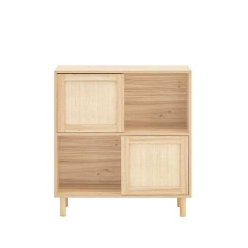 Buffet Avec 2 Portes Coulissantes Effet Bois