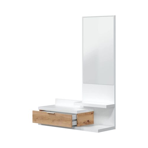 Meuble D'entrée Effet Bois Beige, Blanc 81x29 Cm