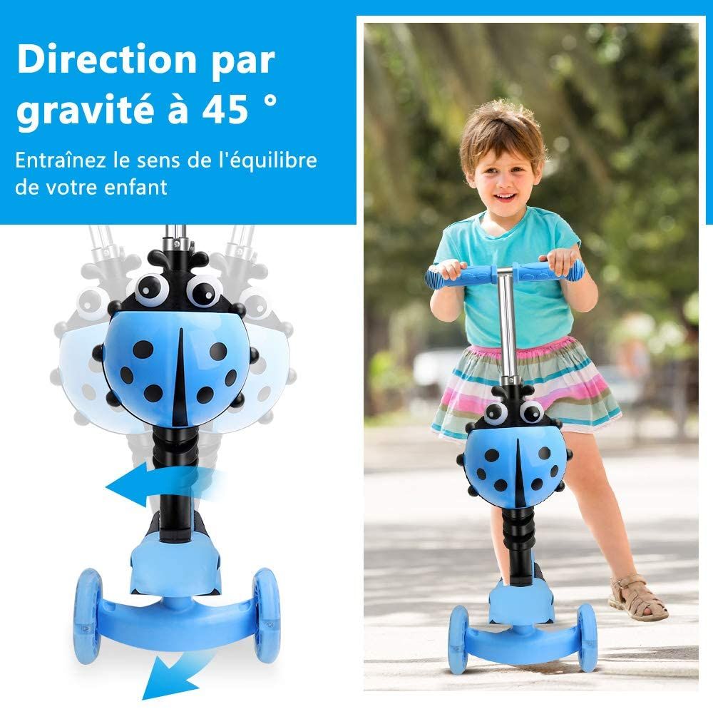 Trottinette Avec Siege 5 En 1 Pour Enfants Trottinette 3 Roues Plateau Antiderapant Led Roues Patinette Reglable En Hauteur Trottinettes Enfant Ideal Pour Les Enfants De 2 A 6 Ans Rakuten