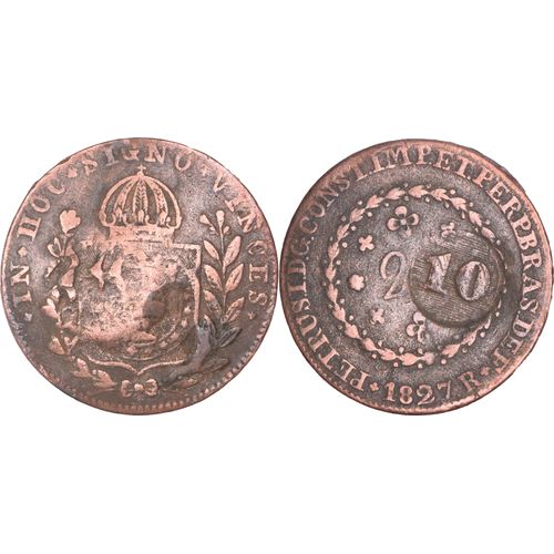 Brésil - 1827 - 10 Reis En Contremarque Sur 20 Reis - Rio De Janeiro - Pedro I - A199