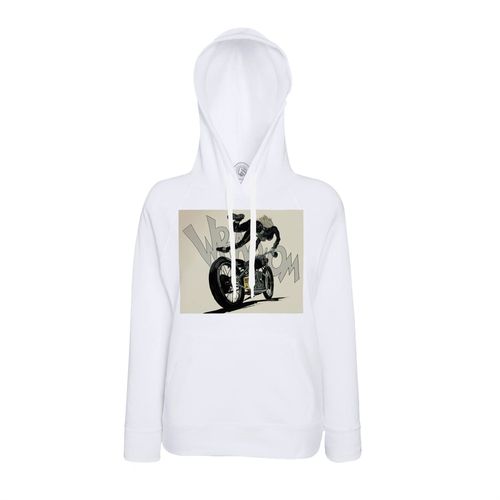 Sweat À Capuche Bande Dessinee Moto Biker Femme Cuir Noir Comics