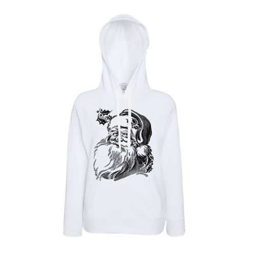 Sweat À Capuche Dessin Pere Noel Noir Et Blanc Vintage Retro Santa Claus