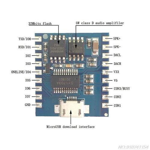 Module DY-SV17F Mini lecteur MP3, déclencheur IO, USB, téléchargement Flash, Module vocal D21 20, livraison directe