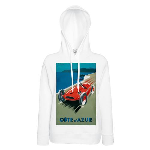 Sweat À Capuche Cote D Azur Race Course Retro Vintage France Fast Furious Tissu Leger Polyester