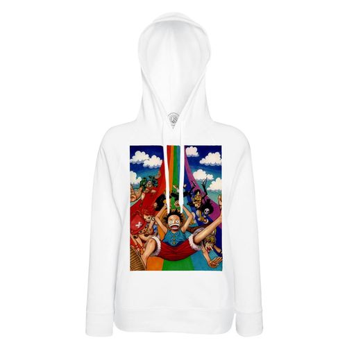 Sweat À Capuche One Piece Luffy Manga Arc En Ciel Tissu Leger Polyester