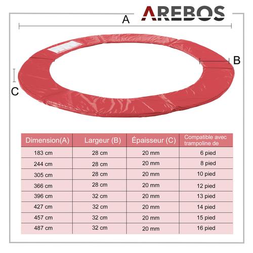 Arebos AREBOS Coussin de Protection des Ressorts Pour Trampoline 487 cm Rouge 