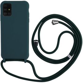 Collier Pour Samsung Galaxy A51 Coque Silicone Liquide Bumper Housse Galaxy A51 Laniere Avec Cordon Reglable Longueur Chaine Lanyard Case Housse Etui Pour Samsung A51, Vert Fonce