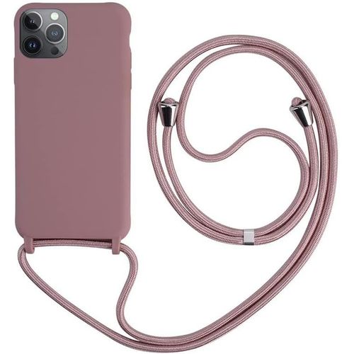 Collier Pour Iphone 15 Pro Coque Silicone Liquide Bumper Housse Pour Iphone 15 Pro Laniere Avec Cordon Reglable Longueur Chaine Lanyard Case Housse Etui Pour Iphone 15 Pro, Or Rose