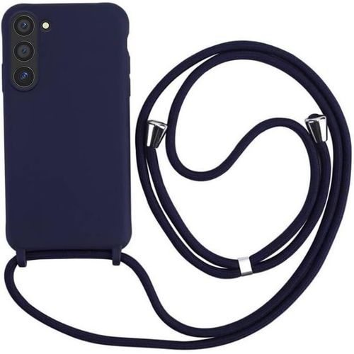 Collier Pour Samsung Galaxy S23 Coque Silicone Liquide Bumper Housse Galaxy S23 Laniere Avec Cordon Reglable Longueur Chaine Lanyard Case Housse Etui Pour Samsung Galaxy S23, Bleu