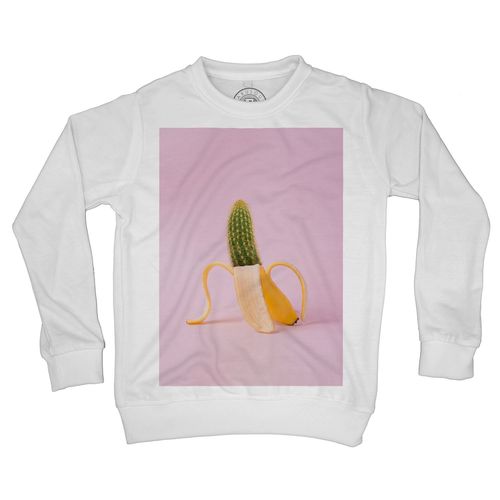 Sweat Shirt Enfant Banane Cactus Sur Fond Blanc