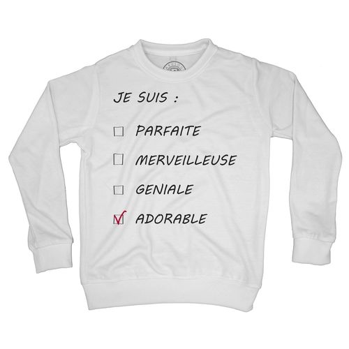 Sweat Shirt Enfant Cases À Cocher Femme Je Suis Adorable