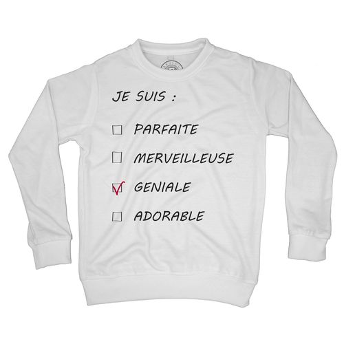 Sweat Shirt Enfant Cases À Cocher Femme Je Suis Géniale