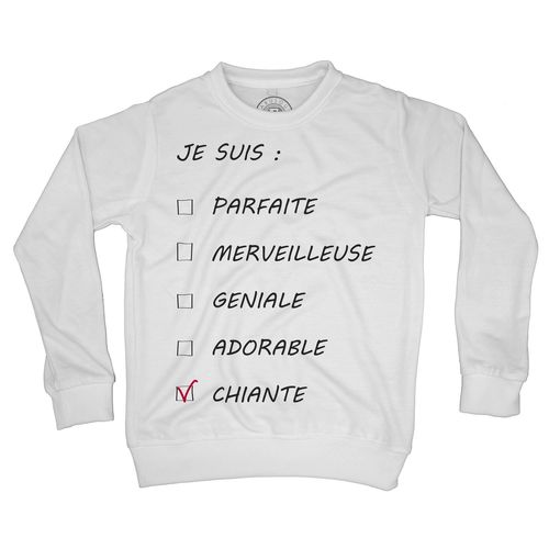Sweat Shirt Enfant Cases À Cocher Femme Je Suis Chiante