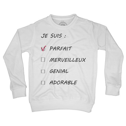 Sweat Shirt Enfant Cases À Cocher Homme Je Suis Parfait