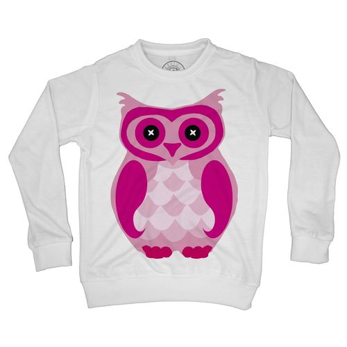 Sweat Shirt Enfant Chouette Rose Yeux En Boutons Dessin Animaux