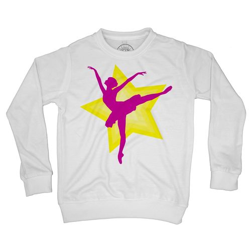 Sweat Shirt Enfant Silhouette Rose De Danseuse Étoile Faisant Une Arabesque Sur Étoile Jaune
