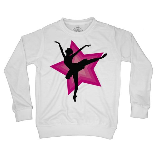 Sweat Shirt Enfant Silhouette Noire De Danseuse Étoile Faisant Une Arabesque Sur Étoile Rose