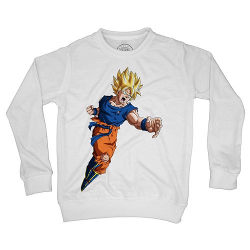 Sweat Shirt Enfant Dragon Ball Super Son Goku Super Saiyan Attaque Cheveux Bleus Anime Manga Japon