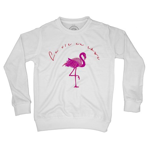 Sweat Shirt Enfant Flamant Rose La Vie En Rose Dessin Texte Rouge