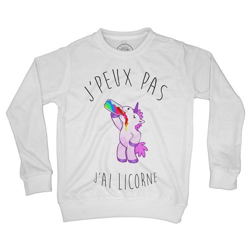 Sweat Shirt Enfant J'peux Pas J'ai Licorne Humour Dessin Licorne Qui Picole De L'arc-En-Ciel
