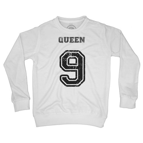 Sweat Shirt Enfant Numéro De Maillot Queen 9 Noir Et Blanc Usé