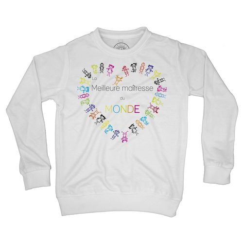 Sweat Shirt Enfant La Meilleures Maîtresse Du Monde Ronde En Forme De Coeur D'enfants Multicolores