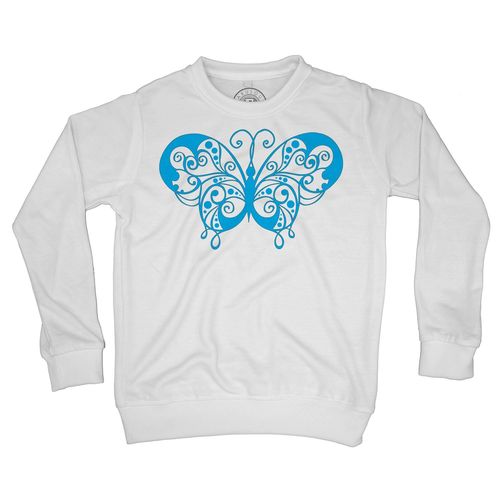 Sweat Shirt Enfant Dessin De Papillon Stylisé Bleu Nature Animaux