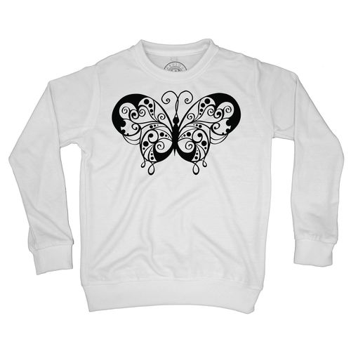 Sweat Shirt Enfant Dessin De Papillon Stylisé Noir Nature Animaux
