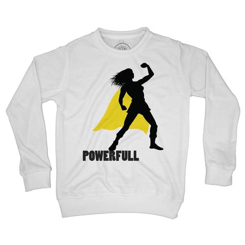 Sweat Shirt Enfant Powerfull Puissant Super Hérïne Cape Jaune