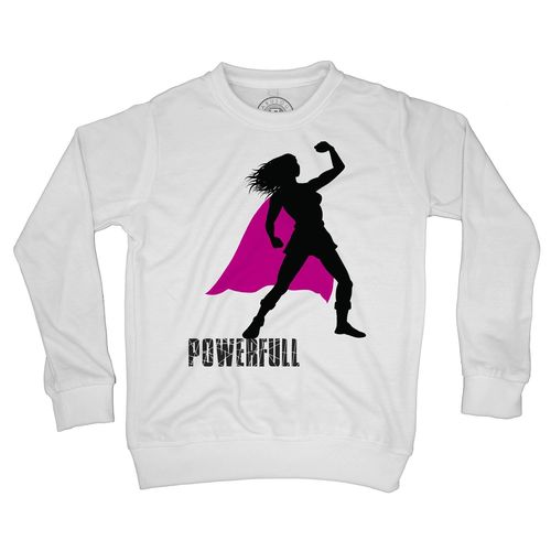Sweat Shirt Enfant Powerfull Puissant Super Hérïne Cape Rose