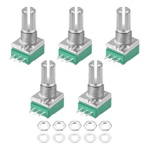 100 K Ohm Lot de 5 potentiomètres RV097NS B5K B10K B20K B50K B100K B500K, arbre à 3 broches avec interrupteur, potentiomètres d'étanchéité Audio