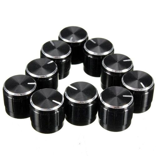 Boutons de potentiomètre, 10 pièces, embout moleté, bouton de commande d'arbre, fonction d'interrupteur, 6 mm, diamètre 15mm x 17 mm, en aluminium, couleur noire