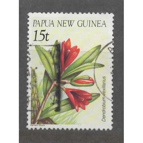 Papouasie-Nouvelle-Guinée, Timbre-Poste Y & T N° 523 Oblitéré, 1986 - Orchidée Dendrobium Vexillarius