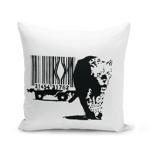 Housse De Coussin 40x40 Cm Banksy Tigre Code-Barre Street Art