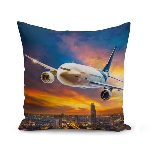 Housse De Coussin 40x40 Cm Avion Aeroport Couche De Soleil Long Courrier Ville