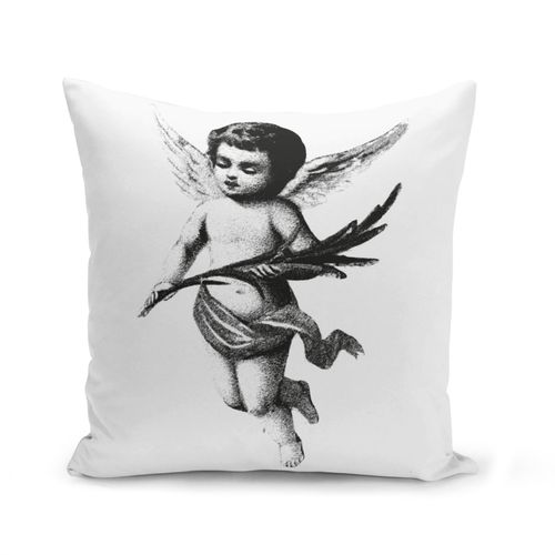 Housse De Coussin 40x40 Cm Ange De Noel Vintage Retro Dessin Noir Et Blanc