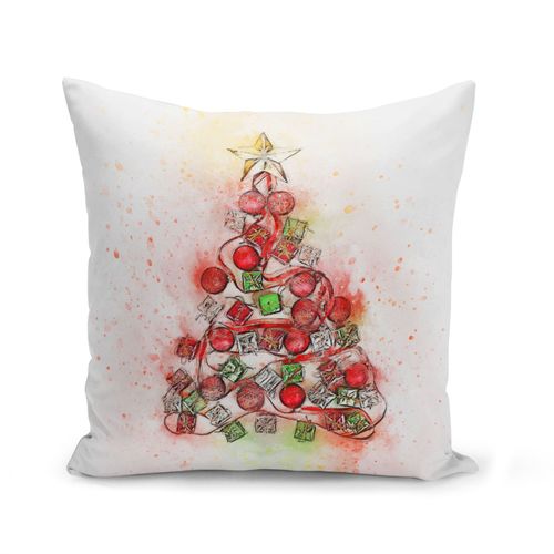 Housse De Coussin 40x40 Cm Sapin De Noel Style Peinture Noel Aquarelle
